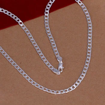 16-30 inča Srebrna boja fin plemenita luksuzni veličanstveni šarm modni šarm 4 mm lanac donje muške ogrlice Srebrni nakit N132