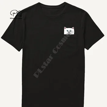 2020 Muška t-Shirt, Funky Firma Nova, majica s cartoonish po cijeloj površini džep mačka, muške Pamučne majice u stilu hip-hop Kratkih rukava, zabavne majice u stilu харадзюку