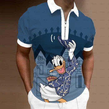 2022 Moderna Muška Polo Majica Svakodnevni S Igle Na Munje Disney Donald Duck 3D Print Majica Kratkih Rukava Muška Polo Majica Topla Rasprodaja