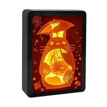 3D Shadow Box Okvir Led noćno svjetlo Zidne Lampe Totorro Anime Lampa Proizvodnja Svjetlosna Kutija Lampe za Božićni Poklon Kawai Dekor Sobe