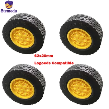4 kom. tehničke gume MOC kotača 32019 + 86652 62x20 mm kompatibilan s logotipa, granulama i gradivni blokovi, komponentama