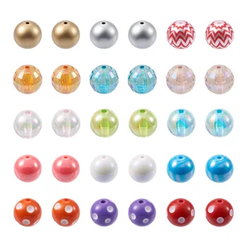 70ШТ 20 mm Okrugli Prozirne Akrilne Perle AB-Color S Premazom Bubblegum jednobojnu Sprej u Boji za Izradu Nakita DIY Narukvica