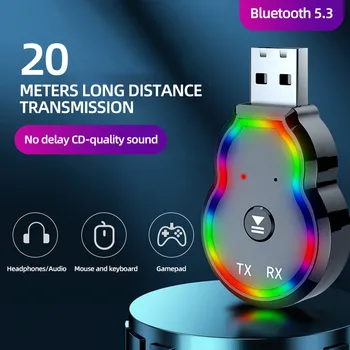 Bluetooth 5.3 Prijemnik S led pozadinskim Osvjetljenjem Bluetooth Adapter Za Reprodukciju Glazbe U Automobilu 3,5 mm Aux Kabel Prijemnik Predajnik Аудиоприемник