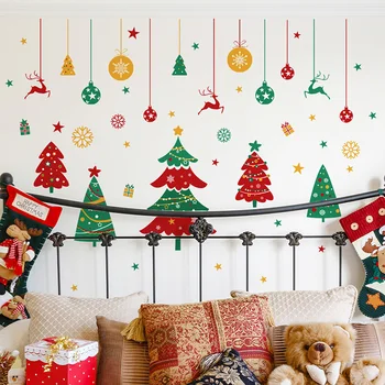 Božićno Drvce Pahuljica Ručno oslikana Naljepnice Za Zid Izmjenjivi Vinil Home Dekor Dnevni boravak Spavaća soba