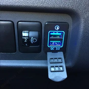 Brzo Punjenje Automobila QC 3,0 USB Punjač Vodootporan dual-port Priključak za Telefonski Adapter Pribor za Toyota RAV4 Corolla Hilux Serije