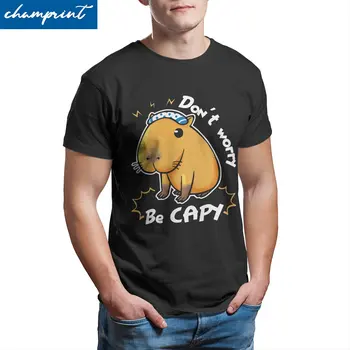 Capybara Don ' t Worry Be Capy Muška Majica sa Zabave Životinjama, Majice Kratkih Rukava i Okruglim Ovratnikom, Хлопковая Majica, Poklon Za Rođendan, Odjeća