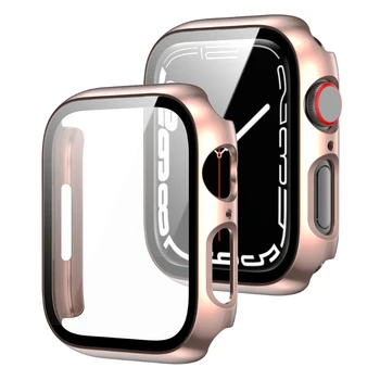 Cijeli slučaj je Kompatibilan sa Apple-Watch 7 41 mm/45 mm Tvrdi kostur Branik Torbica sa Staklenim Zaštitnim slojem šok-dokaz