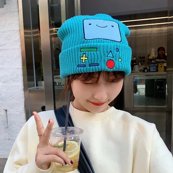 Devet obojenih zimske kape za žene Korejski izdanje Kawaii, вязаная kapa sa nasmijana lica, funky kapa-robot živih boja