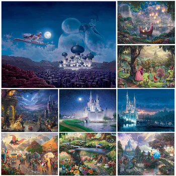 Disney 5D DIY Diamond Slikarstvo Vilinski Svijet, Dvorac, Optočena Kristali Mozaik Krajolik Na Red Poklon Ukras Slikarstvo
