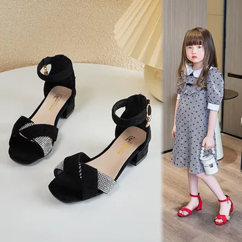 Dječje Sandale za Djevojčice, Ljetna Obuća, Dječje Plaža Cipele, Elegantne Večernje Sandale 2022 godine, Trendy Cipele Princeza na Visoku Petu cipele sa Štrasom