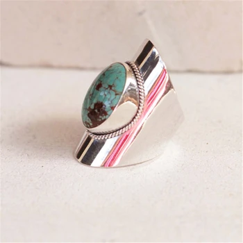 Donje инкрустированное Veliko Ovalno tirkizno dekorativni prsten u boemskom stilu, godišnjicu mladenke za vjenčanje nakit za zaruka