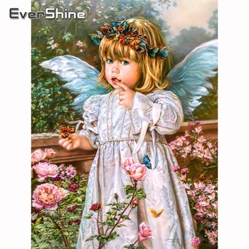 Evershine Diamond Slikarstvo Angel Diamond Goblen Portret Djevojke Puni Kvadratnom Gorski Kristal Diamond Mozaik Crystal Set Za Križićima