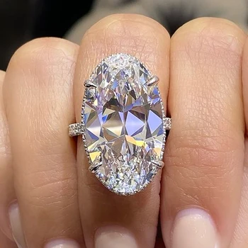 Huitan Bling Bling Veliki Ovalni AAA CZ Prsten Jednostavan Elegantan Ženski Angažman Vjenčanje Pribor 2022 Modni Nakit Izravna Dostava