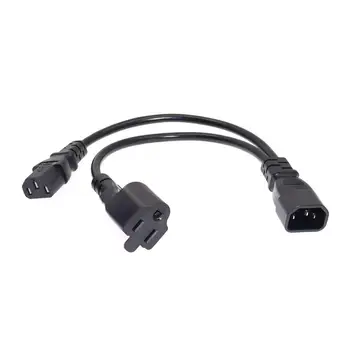 IEC 320 C14 za SAD Nema 5-15R + C13 Razdjelnik napajanja Y-spoj tipa Kabel adapter C14 s dvostrukim utičnicom Kratki kabel 10A 250V