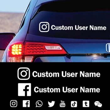 Instagram korisničko Ime Custom Auto Vinil Naljepnice Naljepnice Naljepnice Za motocikle FACEBOOK Pinterest YouTube Snapchat Pegatinas Coche