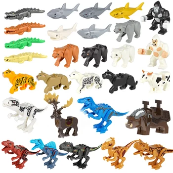 MOC Svijet Divljih Životinja Zoološki vrt Figurice Gradivni Blokovi Mini Dio Farme Koza Dinosaur Mliječne Krokodil Pribor Cigle Dječje Igračke