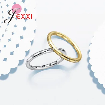 Najnoviji trend modni Okrugli Prsten s rupicom Umetnuti s Bijelim kristalno Prsten od 925 Sterling srebra Imaju izbor boja Silver/Gold