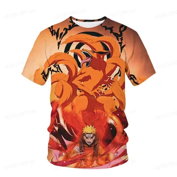 Naruto je Povjetarac Za odrasle Unisex, majica sa po cijeloj površini Девятихвостого Demon Lisica Курама, 3d Muška t-shirt, Dječje Kratka majica okruglog izreza
