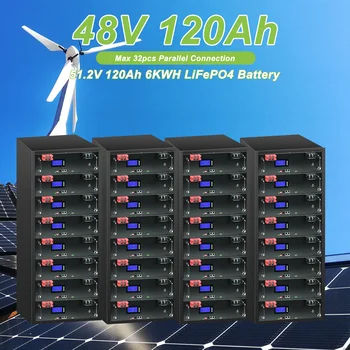 Novi 48V 120Ah 100ah 200ah LiFePO4 baterija Ugrađen BMS 6kWh 32 Paralelni CAN/RS485 Komunikacijski Protokol Litij-ionska Baterija