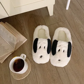 Novi Snoopy Zima Slatka Crtani Film Moda Ins Baotou Pamučnim Cipele Par Kućne Tople Papuče Kawaii Anime Pliš Darove Za Djevojčice