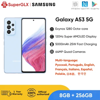 Originalni smartphone Samsung Galaxy a a53 5G Android Exynos 1280 восьмиядерный 120 Hz Super AMOLED 5000 mah 25 W, Brzo punjenje Mobilnog telefona