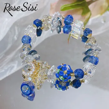 Ruža sisi Korejski stil svježe i slatko i romantično vjetar kristalno ženske narukvice narukvice na ruci za žene Elastične nakit poklon
