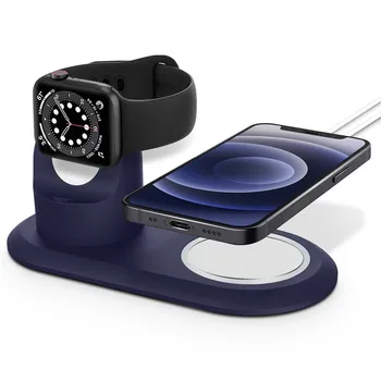 Silikonski Držač Telefona Stalak Za iPhone 13 Pro Max Apple Watch Punjač Magsafe Stalak Postaja priključne Stanice Stolni Nosač Macsafe Cradle