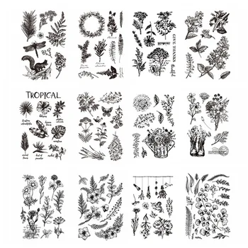 Skica Stare Cvijeće Prozirne Guma Marke za DIY Scrapbooking Kartice Prozirne Marke Izrada programa photo gallery Obrt Predložak Dekor