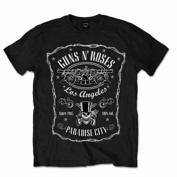Službena Majica Guns N Roses Label Paradise City Crna Muška Klasična Rock Majica