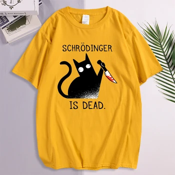 T-shirt Schrodinger Is Dead Black Cat, Majica Za Muškarce, Prozračna Retro Majice, Muške Majice Kratkih Rukava, Rock, Poznati Brand, Majice, Muške