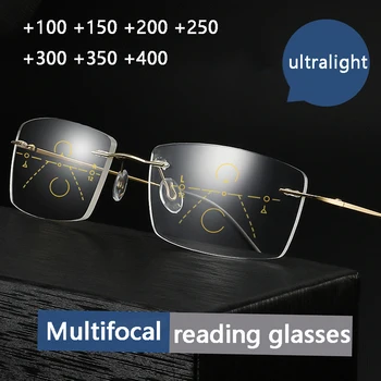Titan Multifokalne Naočale Za čitanje Rimless, Gospodo Photochromic sunčane Naočale sa Zaštitom Od plave svjetlosti, Naočale Za Dalekovidnost, Ženske, Blize i Daleke Naočale TR90