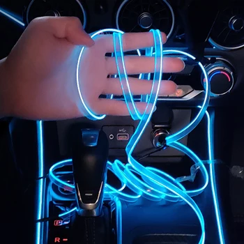 Unutrašnje Osvjetljenje Vozila Ukrasne Led Edge Umetanje Završiti Stil Žičanom Produžna Traka svjetlosti vodič USB Atmosfera Zurke Auto polaganje