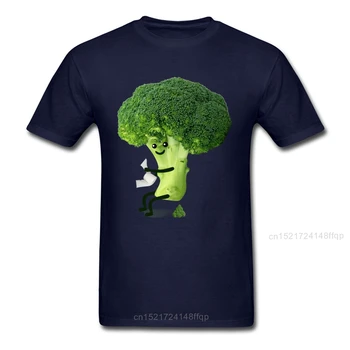 Vegetarijanska Majica Muška t-shirt je Jako Zabavna Majica Wc Brokula Majice Pamučne Majice Zanimljiv Dizajn Ljetna Odjeća Tamno Plava