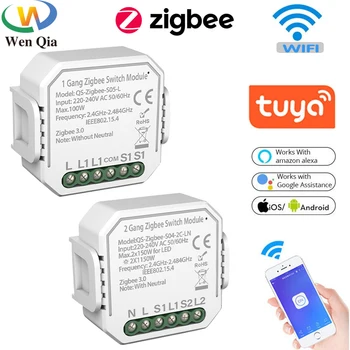 Wifi Switch Tuya Zigbee Nije Neutralan/Neutralna 220-240 v 2 Načina Bežični Prekidač Svjetla Relej Kompatibilan Alexa Google Home
