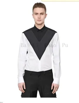 XS-6XL, Novo 2020, muška odjeća, Frizer, GD, Funky crno-bijela svi hitovi boja Košulja, odijela velikih dimenzija
