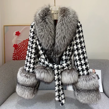 ZDFURS * 2021 Jesensko-zimski ženski kaput s ovratnikom u obliku očnjaka noge, kratak kaput od krzna чернобурки, modna ženska odjeća
