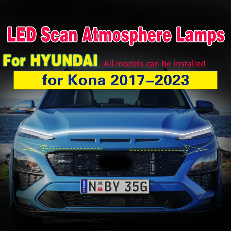 Za Hyundai Kona 2017-2023 Dinamičan Pokretanje Skeniranja Automobila DRL Žarulja 12 v LED Dnevna Podvozje Svjetla Automobila Ukrasne Atmosferski Lampe DRL Slika 0