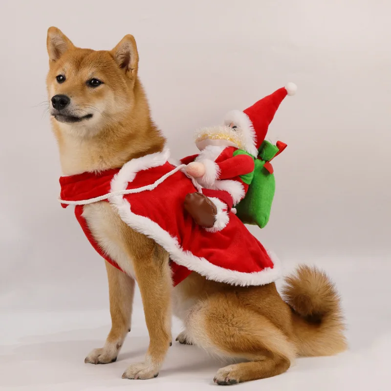 Božićni Kućni Ljubimac Pas Smiješno Djed Mraz Kostim Za Jahanje Odijelo Zimsko Topli Kaput Chihuahua Mops Yorkshire Labrador Presvlačenje Odjeće Slika 1