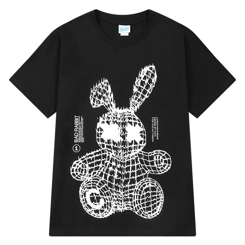 Moda Majica Mashimaro s Cartoonish Loše Zečica, Zabavna Majica Sa po cijeloj površini, Muška Uličnu Odjeću Marke majice Tide, Muška Branded Crna Majica Homme Slika 1