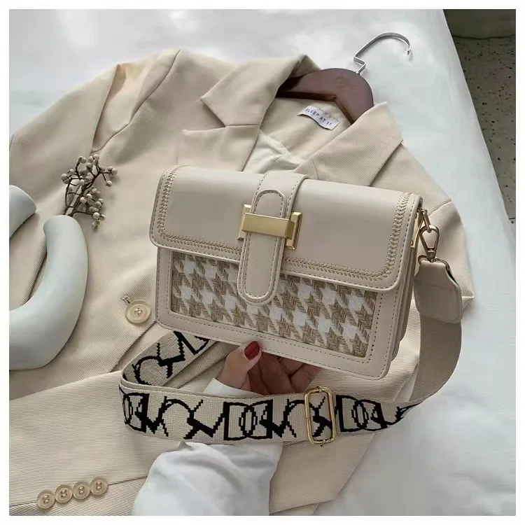 Bolsa de luxo feminina com design em lã, bolsa quadrada de ombro em couro pu, bolsa mensageiro de marca elegante, bolsa de celul Slika 2