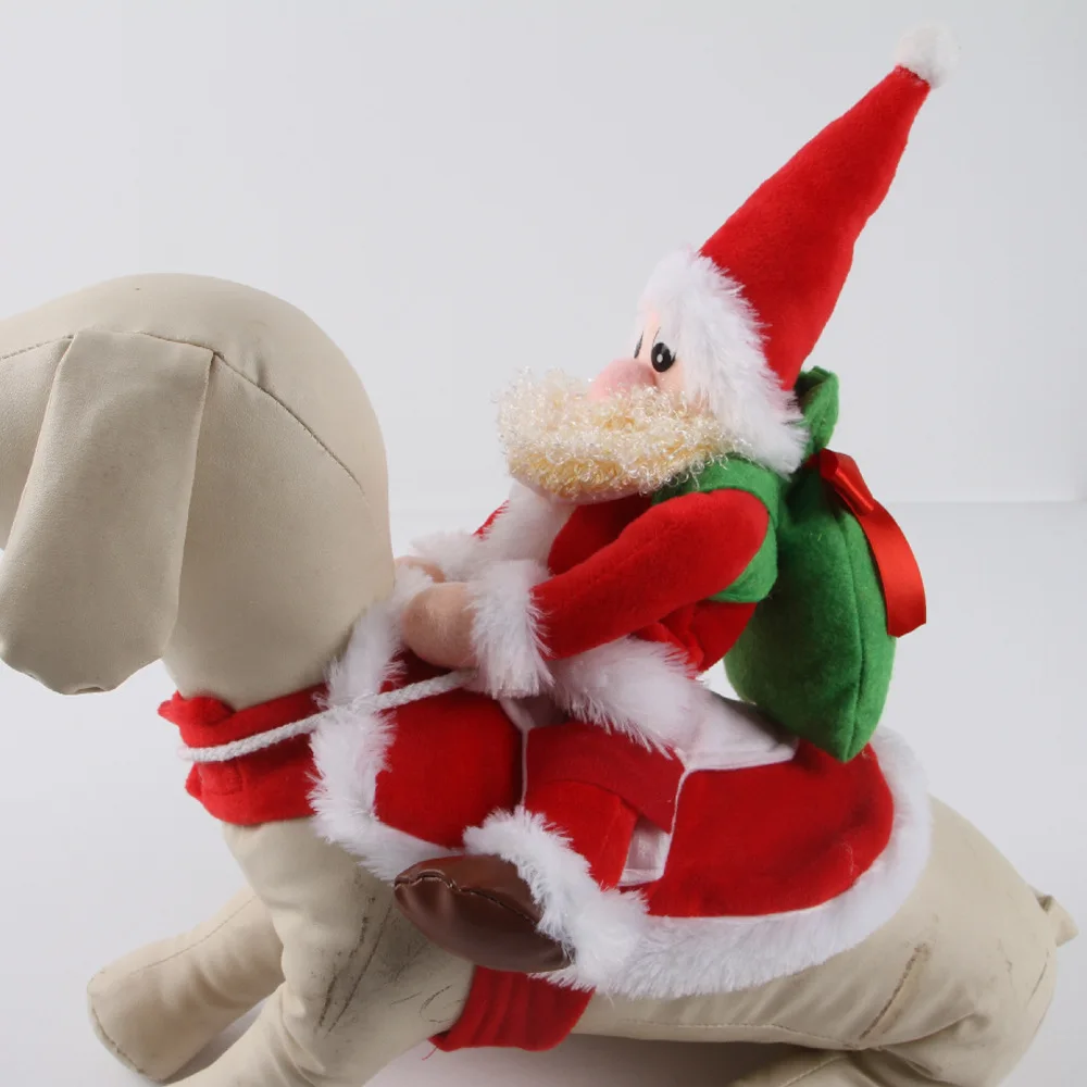 Božićni Kućni Ljubimac Pas Smiješno Djed Mraz Kostim Za Jahanje Odijelo Zimsko Topli Kaput Chihuahua Mops Yorkshire Labrador Presvlačenje Odjeće Slika 4