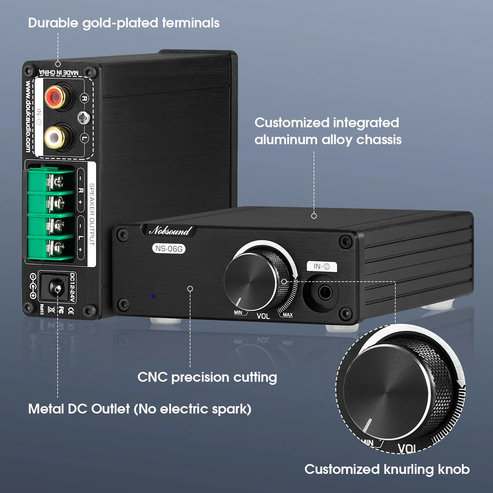 Douk Audio Mini TPA3116D2 Digitalno Pojačalo Hi-Fi Stereo Klase D Home Audio Pojačalo Snage 100 W + 100 W Slika 4