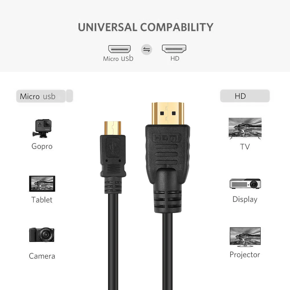 HD Port velike brzine 1,5 m Crni Kabel Micro USB-HDMI-kompatibilnu 1080P HDTV Adapter Za Samsung Galaxy Note 3 Multimedija Slika 4