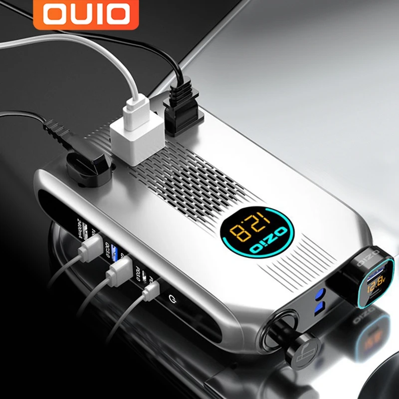 Auto Punjač 6 USB QC3.0 PD Brzo Punjenje 200 W, 12 v, 24 v Do 220 Led Ekran Auto-Inverter S 3 Utora 2 Upaljača Инверсор Slika 5
