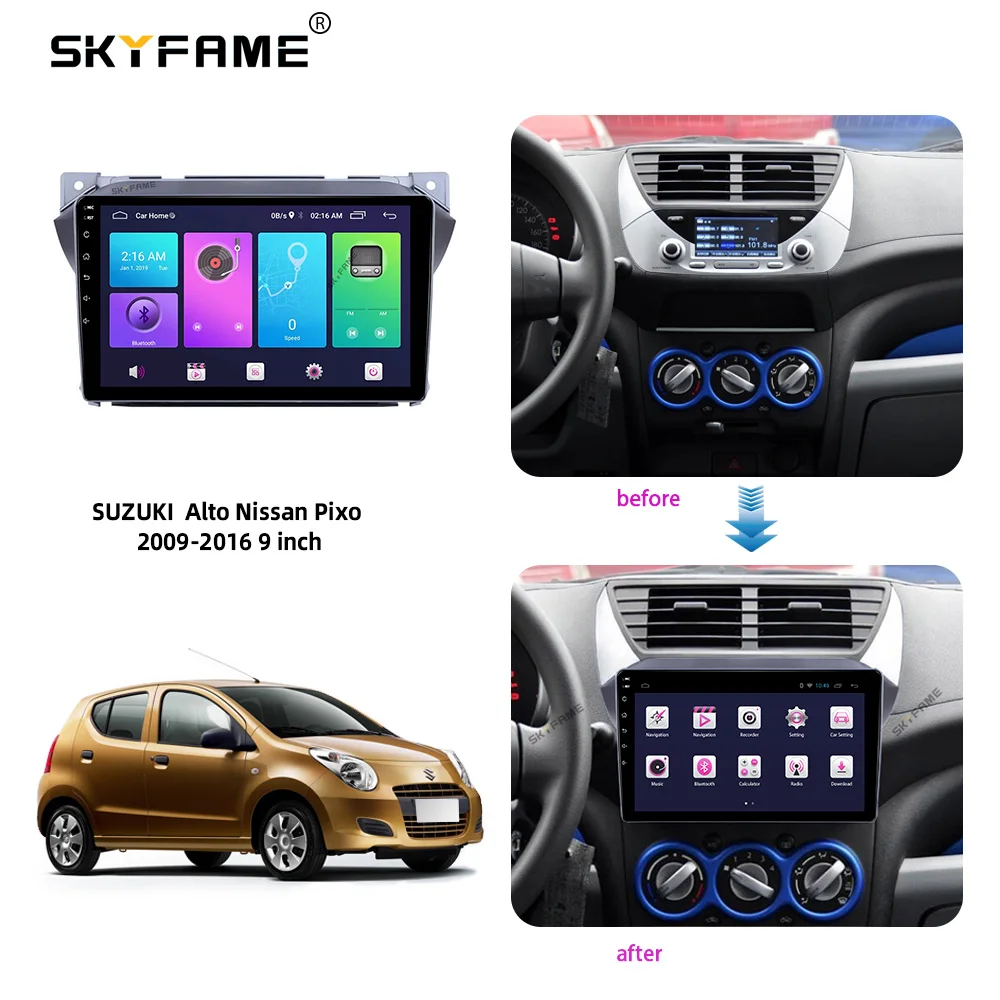 SKYFAME Okvir Vozila Fascije Adapter Za SUZUKI Alto Nissan Pixo 2009-2016 Android Radio Crtica Postavljanje Panel Kit Slika 5